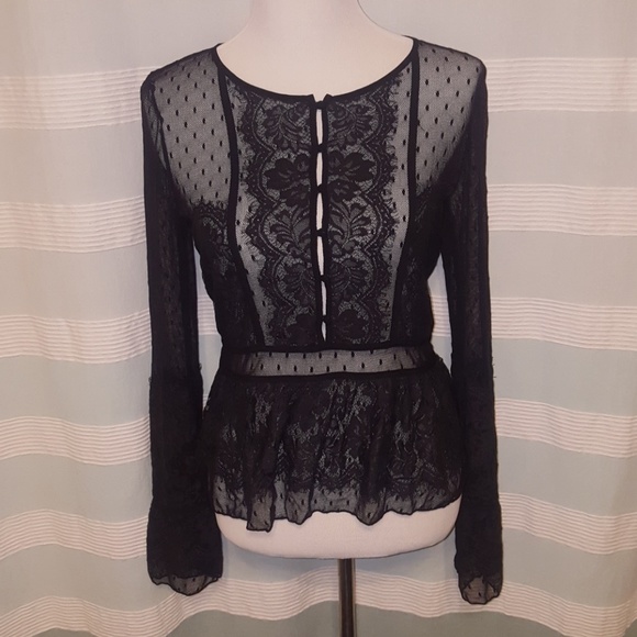 Black lace Free People top - Picture 1 of 4